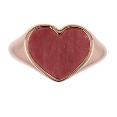 Bronzallure Golden Rose Ring with Heart-Cut Rhodolite in the Center