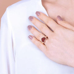 Bronzallure Golden Rose Ring with Heart-Cut Rhodolite in the Center