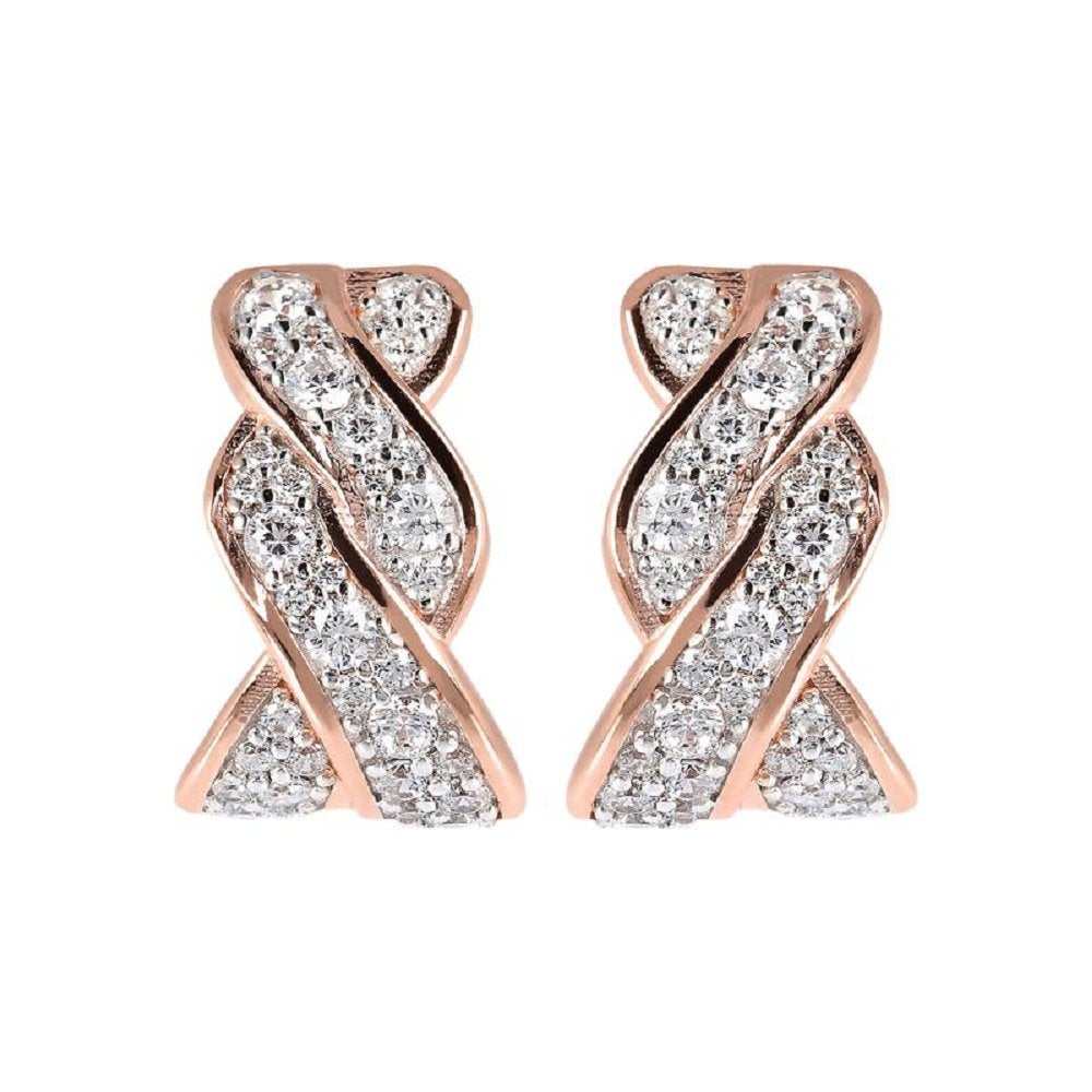 Bronzallure Earrings in Golden Rosè Pavé Weave