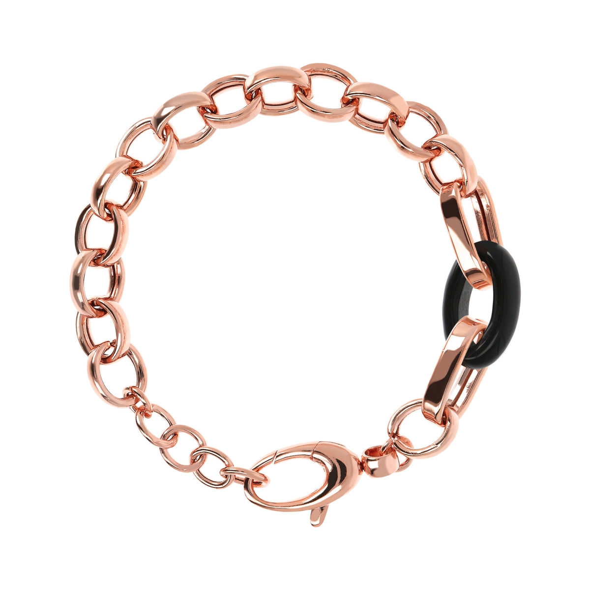 Bronzallure Bracelet with Polished Rolo Chain and Natural Stone
