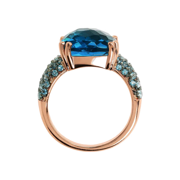 Anello Bronzallure Cocktail Con Prisma Gem Quadrata Blu E Pavé WSBZ02179.BLUE-56