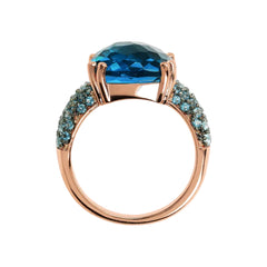 Anello Bronzallure Cocktail Con Prisma Gem Quadrata Blu E Pavé WSBZ02179.BLUE-56