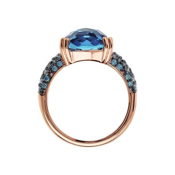 Bronzallure Cocktail Ring with Square Gem Prism and Pavé