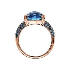 Anello Bronzallure Cocktail Con Prisma Gem Quadrata E Pavé -