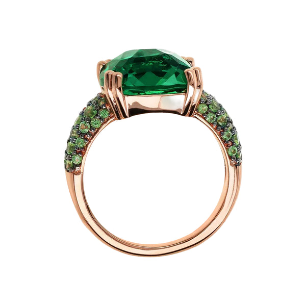 Anello Bronzallure Cocktail Con Prisma Gem Quadrata Verde E Pavé WSBZ02179.EM-54