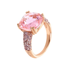 Anillo de cóctel Bronzallure con prisma de gema cuadrada rosa y pavé