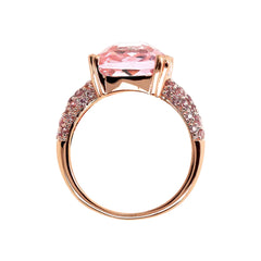 Anillo de cóctel Bronzallure con prisma de gema cuadrada rosa y pavé