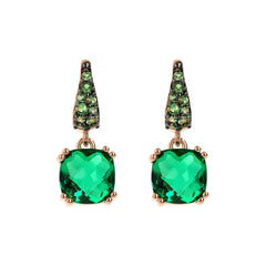 Bronzallure Pendant Earrings with Square Gem Prism and Amethyst Pavé