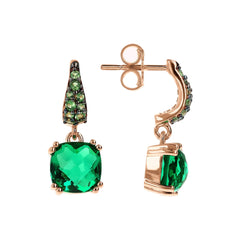 Bronzallure Pendant Earrings with Square Gem Prism and Amethyst Pavé