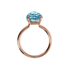 Anillo de cóctel Bronzallure con gema prismática de corte mosaico azul cielo redondo