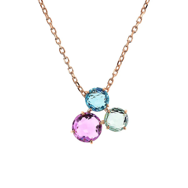 Bronzallure Necklace with Trilogy Pendant in Mosaic-Cut Prism Gem