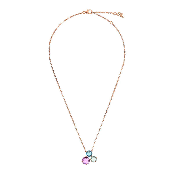 Bronzallure Necklace with Trilogy Pendant in Mosaic-Cut Prism Gem