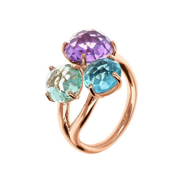 Anello Bronzallure Trilogy Con Prisma Gem Taglio Mosaico -