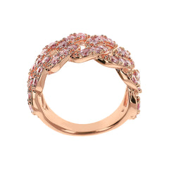 Anillo Bronzallure de cadena cuadrada con pavé de circonitas cúbicas rosas