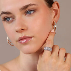 Bronzallure Graduated Band Ring with Mixed Cubic Zirconia Pavé