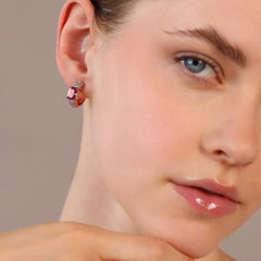 Orecchini Bronzallure A Cerchio Con Prisma Gem Taglio Mosaico E Pavé Di Cubic Zirconia -