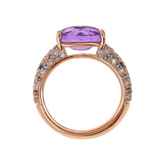 Anello Bronzallure Con Prisma Gem Taglio Mosaico Ametista E Pavé Di Cubic Zirconia WSBZ02366.AME-CZ.54
