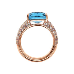 Bronzallure Ring with Prismatic Gem Mosaic Cut Amethyst and Cubic Zirconia Pavé