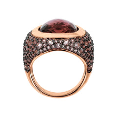 Anillo Bronzallure Chevalier con gema de prisma azul y pavé de circonitas cúbicas