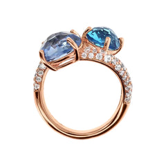 Bronzallure Contrarié Ring with Round Gem Prism and Pavé Cubic Zirconia Morganite Rubellite