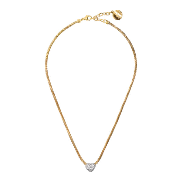 Collana Bronzallure Golden Maglia Popcorn con Cuore in Pavé di Cubic Zirconia WSBZ02495Y.WR