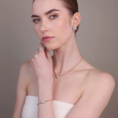Collar Bronzallure Golden de Malla Palomitas de Maíz con Corazón de Pavé de Circonitas Cúbicas WSBZ02495Y.WR