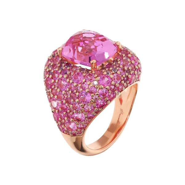 Anillo de caballero graduado Bronzallure con gema prismática y pavé