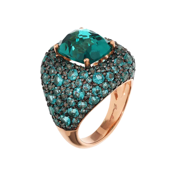 Anillo de caballero graduado Bronzallure con gema prismática y pavé