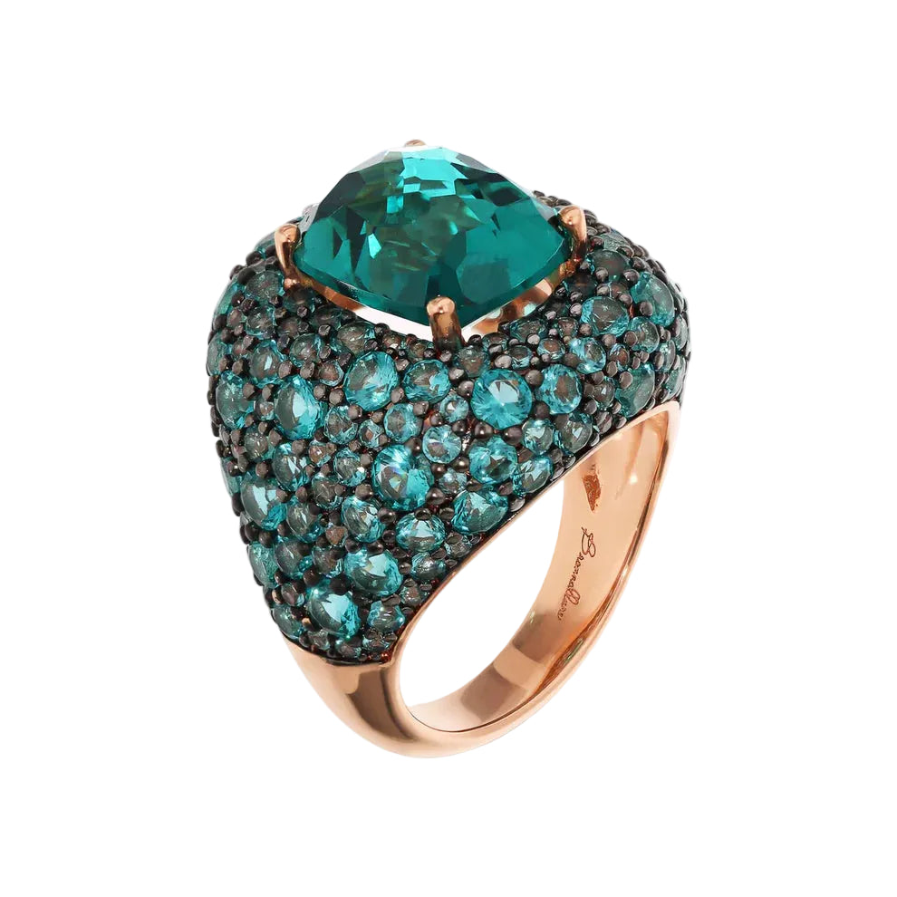 Bronzallure Graduated Chevalier Ring with Prism Gem and Pavé