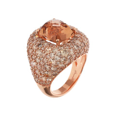 Bronzallure Graduated Chevalier Ring with Prism Gem and Pavé