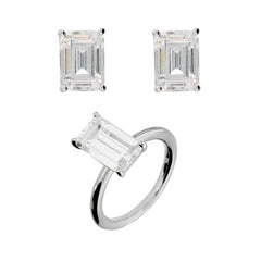 Bronzallure Emerald Cut Solitaire Ring and Earrings Set with Zirconia