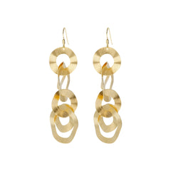 Etrusca Drop Earrings with Irregular and Satin Surface Rings WSET00319.YG