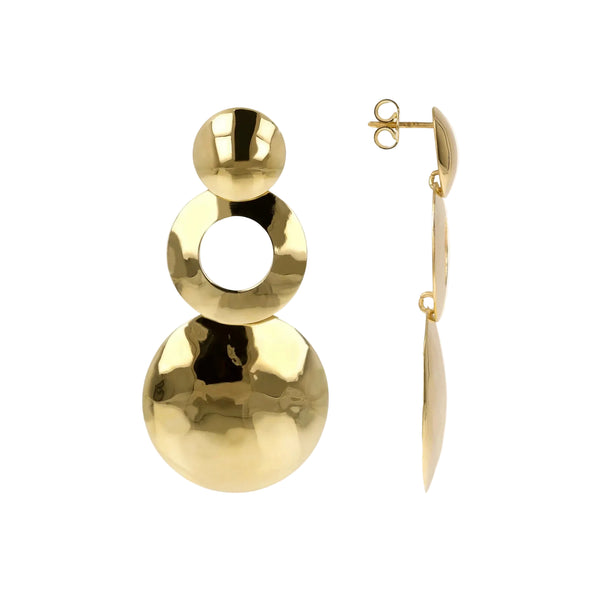 Orecchini Etrusca Pendenti con Anello e Disco Martellati WSET00325.YG