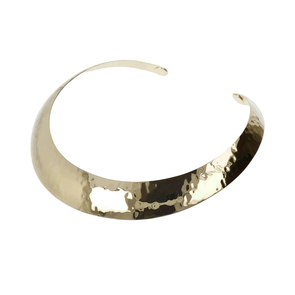 Collana Etrusca Chocher Rigida Martellata Placcata Oro Giallo WSET00334.Y