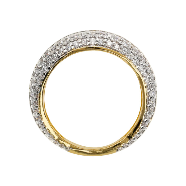 Anello Etrusca a Fascia Martellato Eclissi Dorata con Pavé di Cubic Zirconia WSET00729.YG