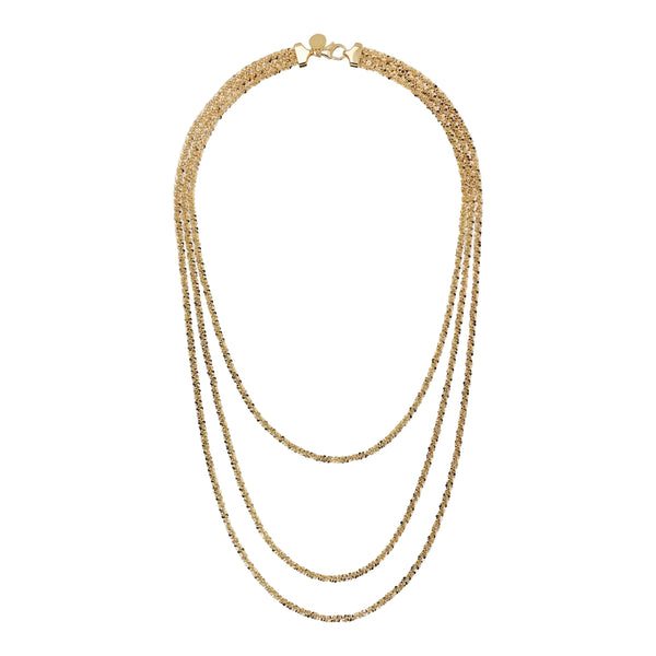 Collana Etrusca Multifilo Graduata Catena Margherita Placcata Oro Giallo WSET00772.YG