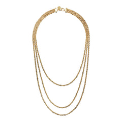 Etruscan Graduated Multi-Strand Chain Necklace Daisy Yellow Gold Plated WSET00772.YG