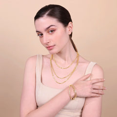 Etruscan Graduated Multi-Strand Chain Necklace Daisy Yellow Gold Plated WSET00772.YG