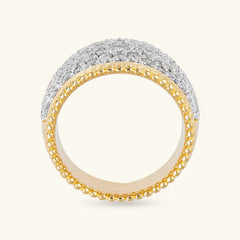 Anello Etrusca a Fascia Graduato con Pavé in Cubic Zirconia WSET00780.YG