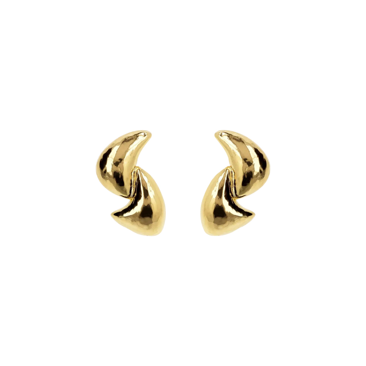 Etrusca Hammered Stud Earrings Intertwined Design WSET00794.YG