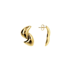 Etrusca Hammered Stud Earrings Intertwined Design WSET00794.YG