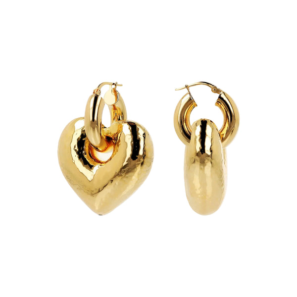 Orecchini Etrusca a Cerchio con Pendente Cuore Martellato WSET00821.YG