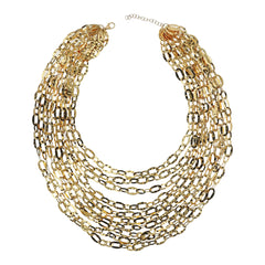 Etruscan Multi-Strand Graduated Necklace Hammered Oval Chain