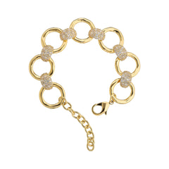 Bracciale Etrusca Con Maglie Ad Anello Martellate E Pavé Di Cubic Zirconia WSET00867.YG