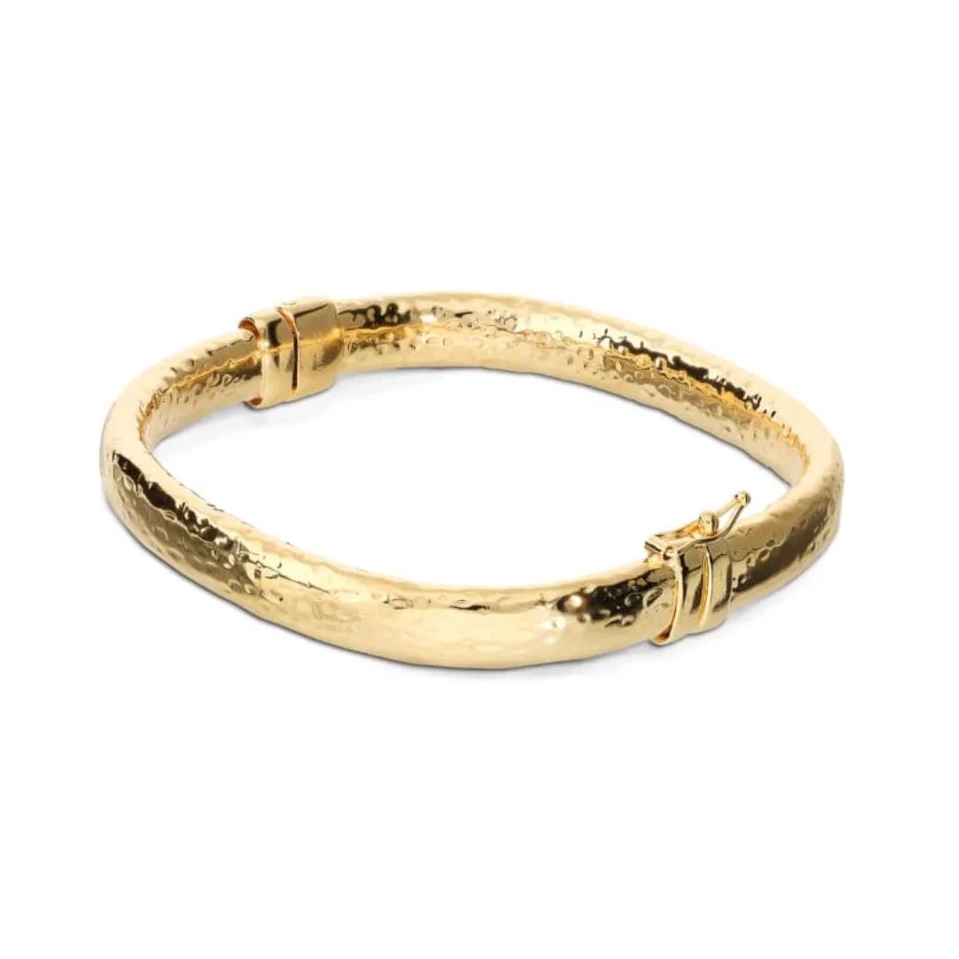 Etruscan Square Hammered Bronze Bracelet, 18K Gold Plated WSET00877.YG