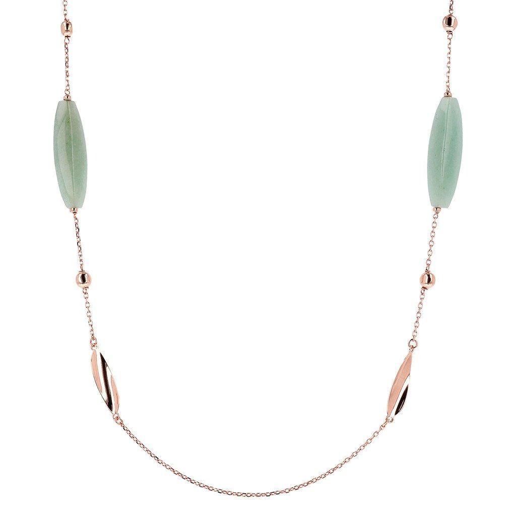 Collana Bronzallure Lunga Con Avventurina Verde