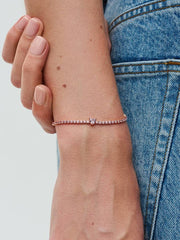 Bracciale Pandora Tennis Rosè Con Cuore In Rilievo Rosa