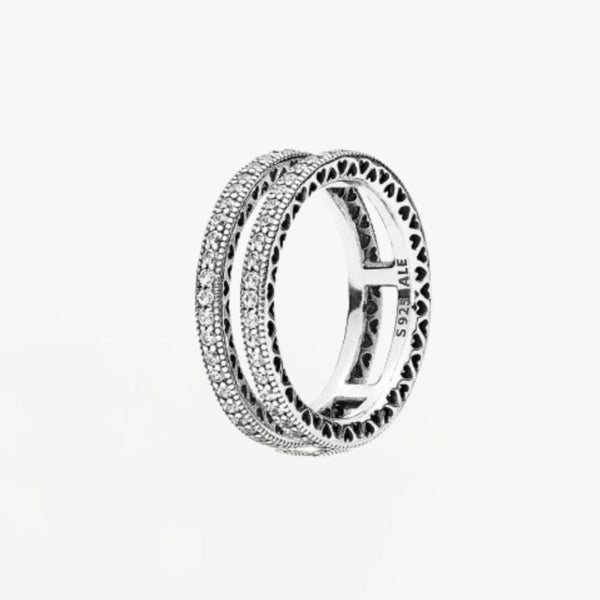 Anello Pandora Doppi Cuori Scintillanti 196236CZ