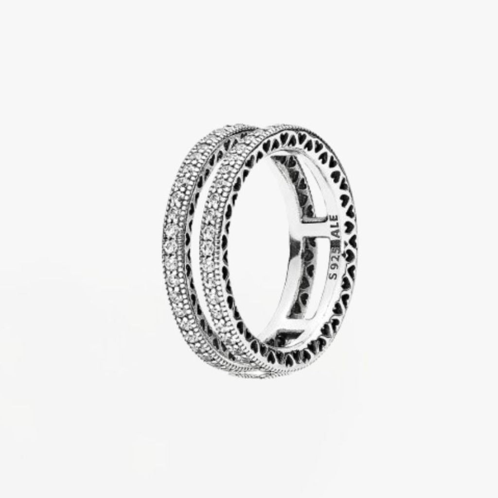 Anello Pandora Doppi Cuori Scintillanti 196236CZ