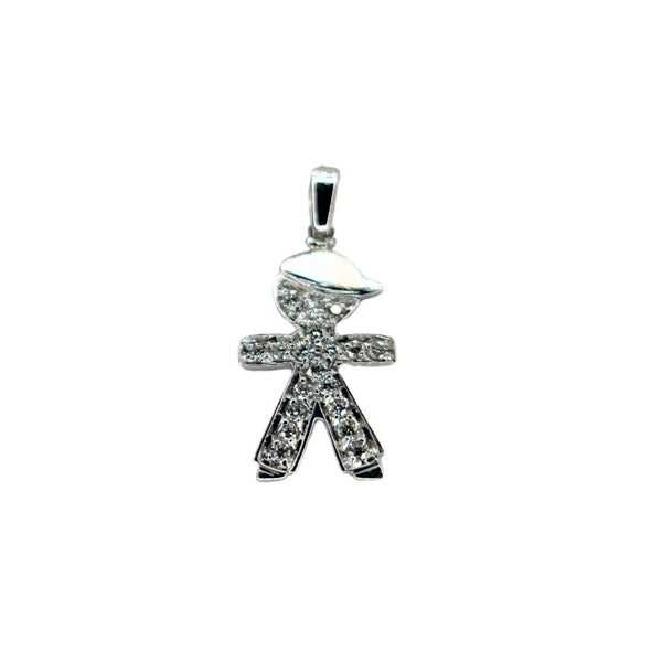Pendente Bimbo in Oro Bianco 18 KT con Diamanti BB35471